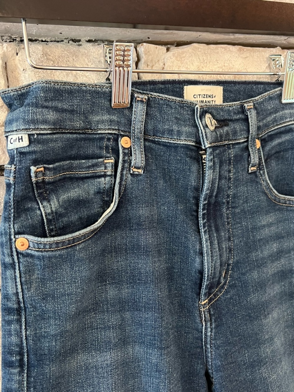 Citizens of Humanity Isola Cropped Straight Leg High Rise Jeans Size 25 Raw Hem